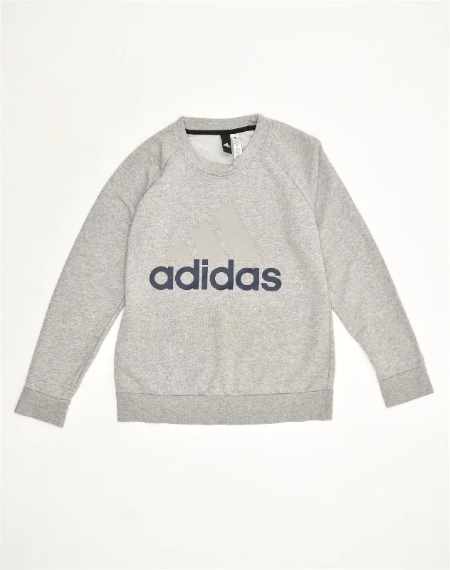 Special Price ADIDAS Womens Graphic Sweatshirt Jumper UK 12-14 Medium Grey Cotton