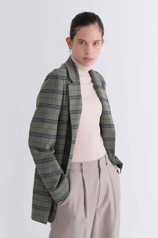 Price Cut Vintage Check Daily Jacket Green