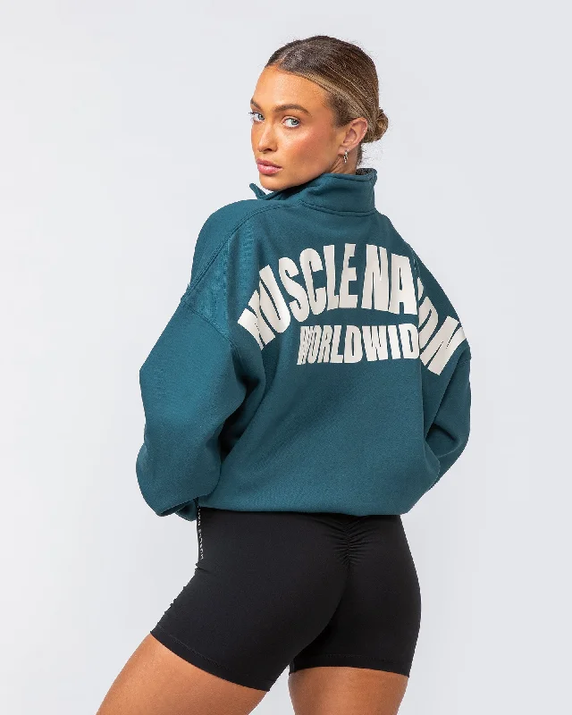 Major Savings Muscle Nation | Classic Quarter Zip - Tidal Teal