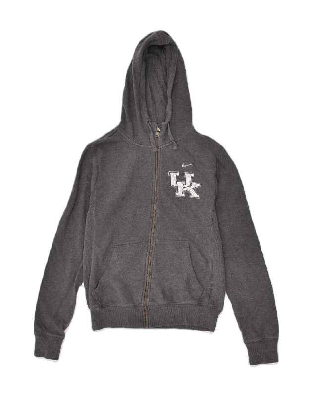 Daily Specials NIKE Womens Graphic Zip Hoodie Sweater UK 12 Medium Grey Cotton