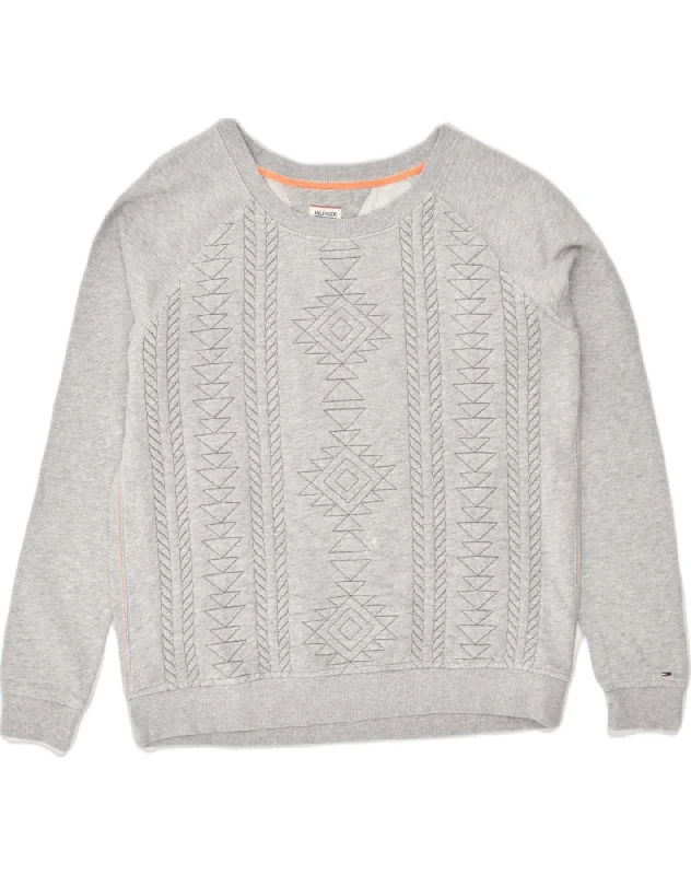 Bargain Prices TOMMY HILFIGER Womens Sweatshirt Jumper UK 14 Large Grey Cotton