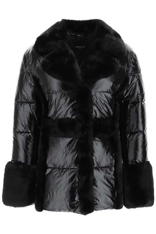 Special Savings Puffer Jacket With Faux Fur Details  - Nero