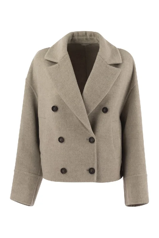 Discount Deals Double-breasted wool and cashmere short coat