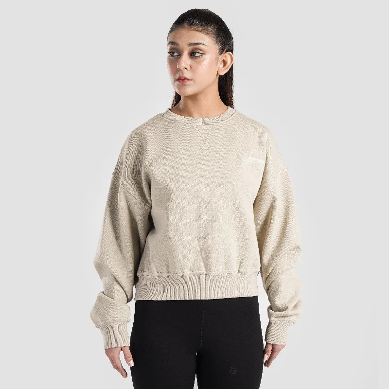 Deal Mania Vital Edge Crop SweatShirt (Beige)