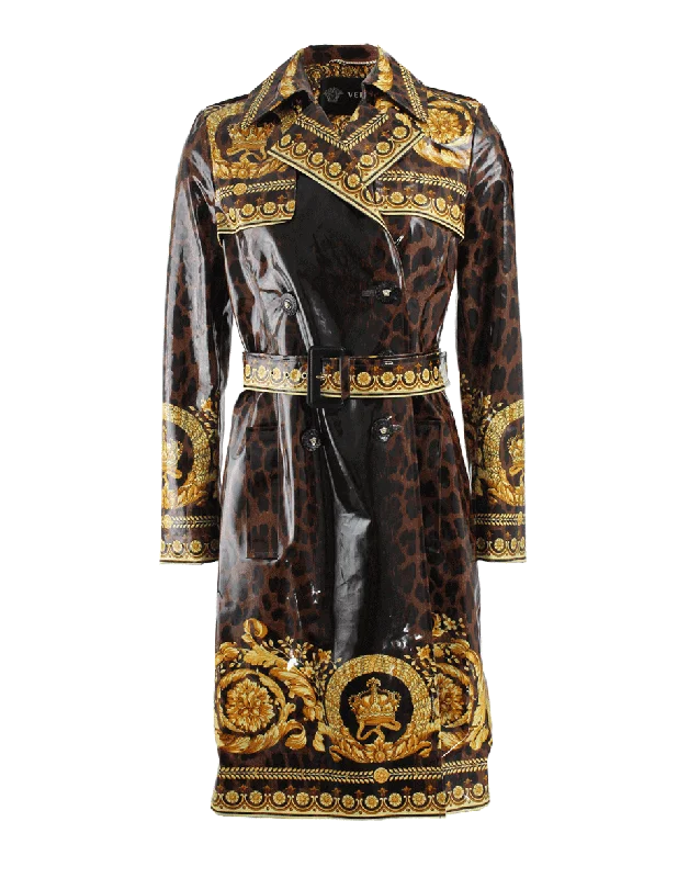 Bargain Prices Printed Belted Trench Coat