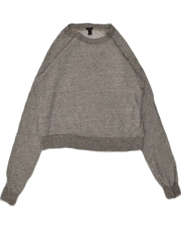 Markdowns J. CREW Womens Crop Sweatshirt Jumper UK 8 Small Grey Cotton