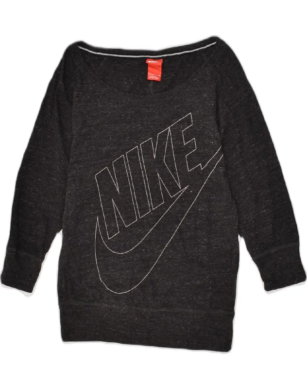 Blowout Deals NIKE Womens Graphic Sweatshirt Jumper UK 10 Small Black Cotton