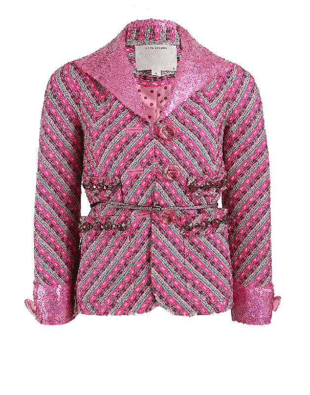 Shop and Save Sequin Collar Tweed Jacket