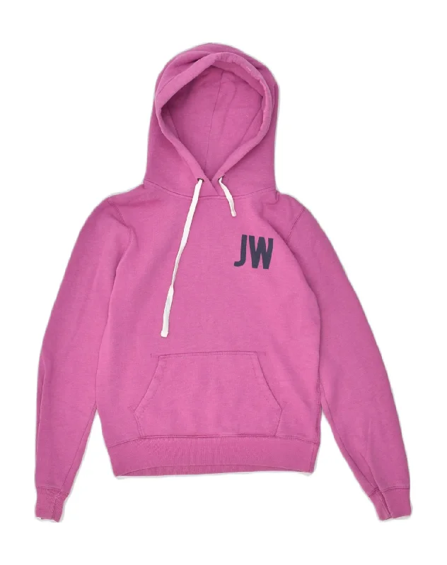 Inventory Reduction JACK WILLS Womens Graphic Hoodie Jumper UK 10 Small  Pink Cotton