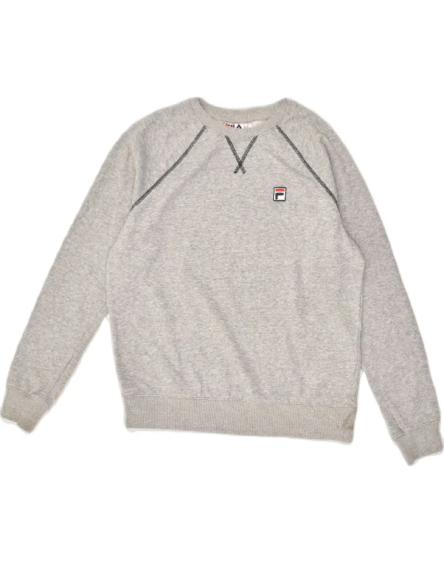 Deal Dash FILA Womens Sweatshirt Jumper UK 14 Medium Grey Cotton