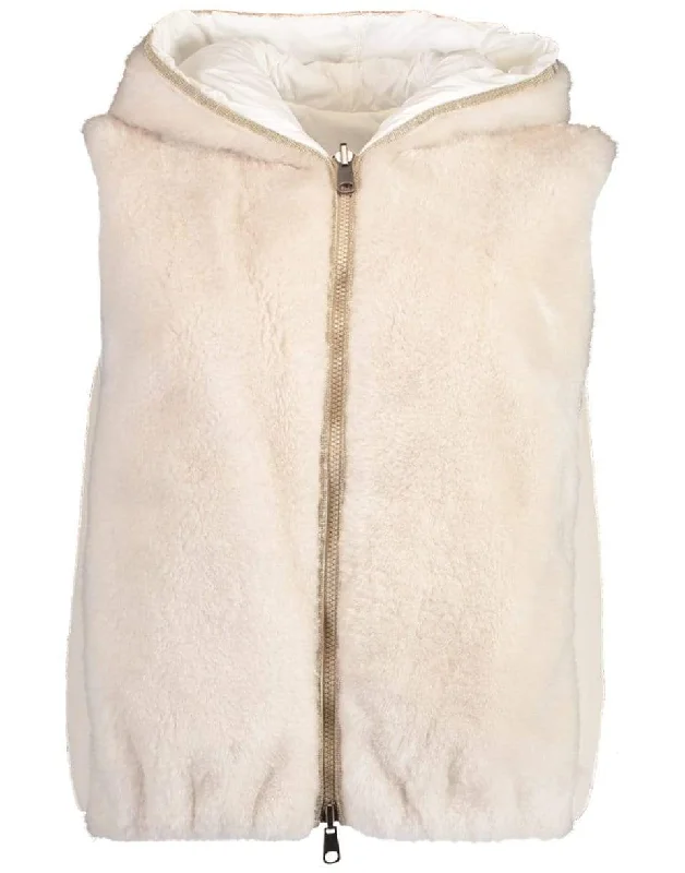 Final Clearance Cashmere and Fur Nylon Hooded Vest
