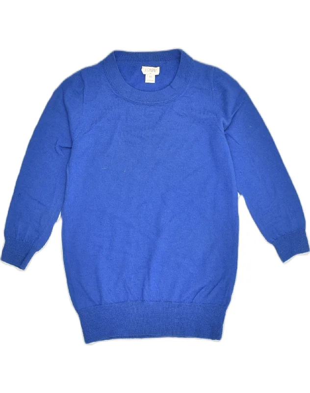 Special Offer J. CREW Womens Boat Neck Jumper Sweater UK 4 XS Blue Merino Wool