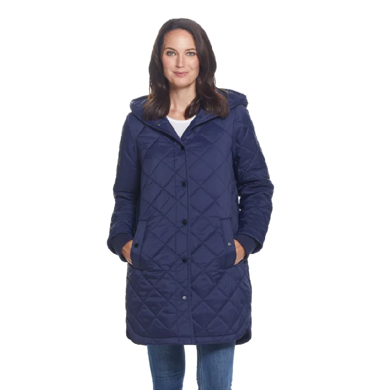 Don't Miss Ladies Diamond Quilted Hooded Duffle Coat