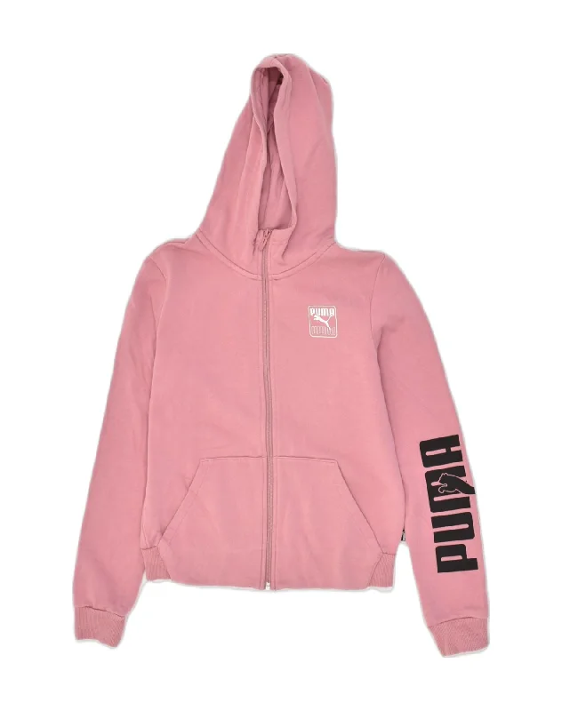 Today’s Deal PUMA Womens Graphic Zip Hoodie Sweater UK 10 Small Pink Cotton