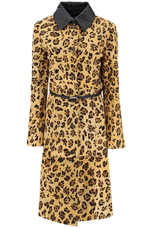 Flash Deals 'ginger' Leopard Motif Ponyskin Coat  - Beige