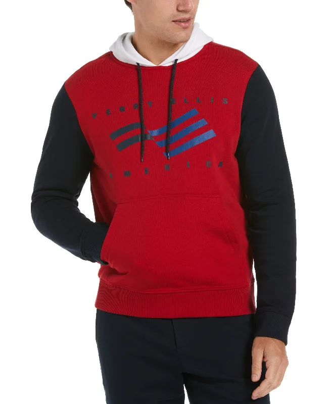 Super Bargain Perry Ellis America Mens Colour Block Pullover Hoodie