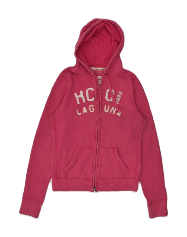 Take Advantage HOLLISTER Womens Zip Hoodie Sweater UK 16 Large Pink Cotton