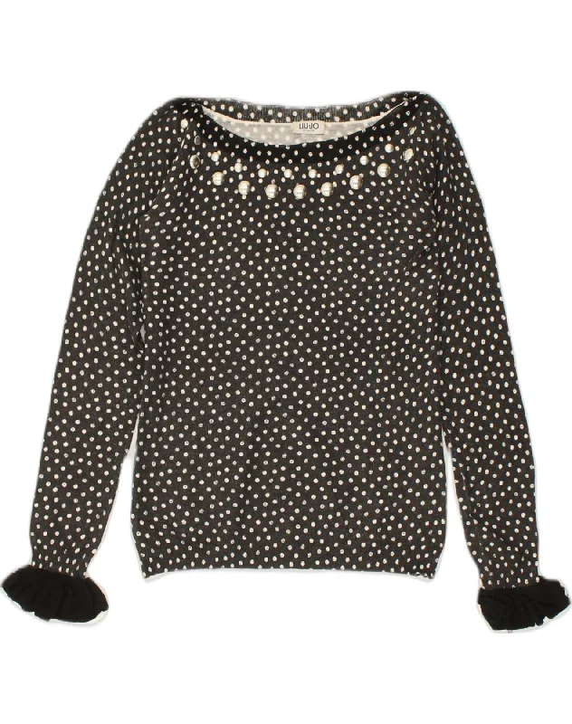 Limited Time Discount LIU JO Womens Boat Neck Jumper Sweater UK 10 Small Grey Spotted