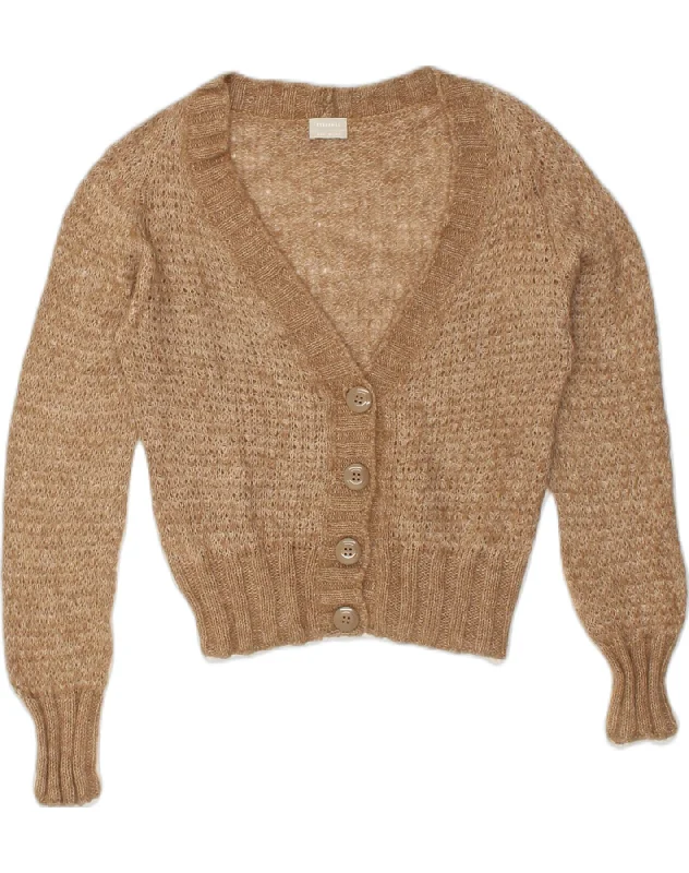 Stock Clearance STEFANEL Womens Cardigan Sweater UK 14 Medium Brown Alpaca Wool
