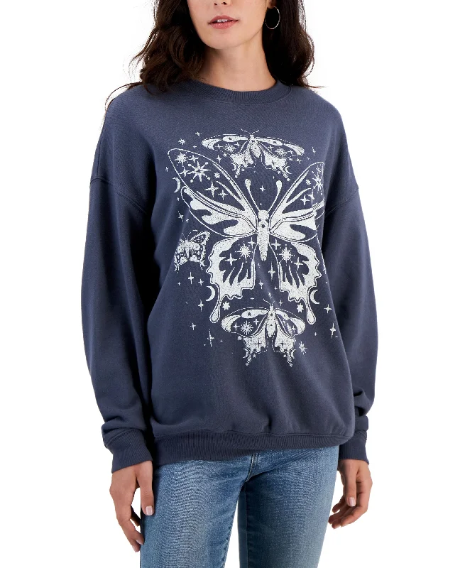 YEAR-End Clearance Juniors' Butterfly Graphic-Print Sweatshirt