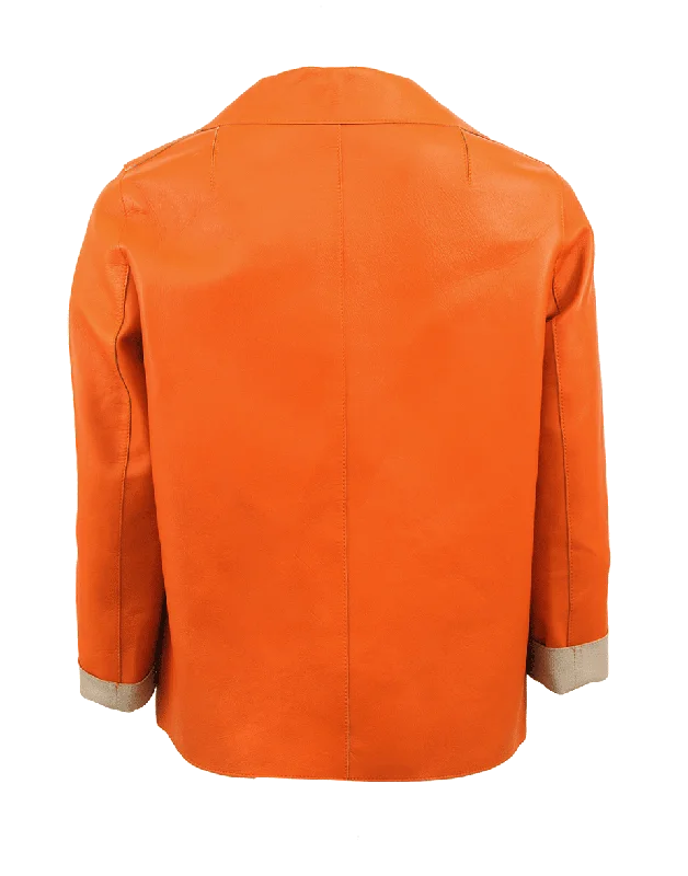 Stock Clearance Flap Pocket Leather Jacket