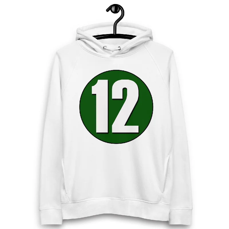 Deal of the Day Unisex pullover hoodie: White on Hunter Green 12