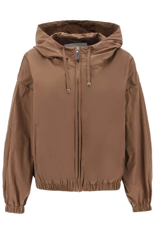 Fantastic Offers Technical Taffeta Hooded Jacket  - Brown