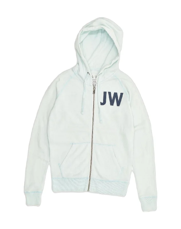 Price Smash JACK WILLS Womens Graphic Zip Hoodie Sweater UK 8 Small  Blue Polyester