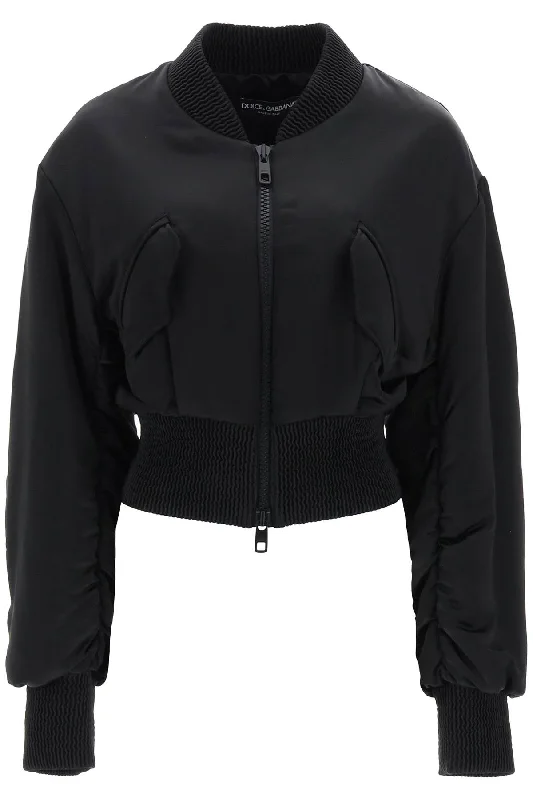 Markdowns Charmeuse Bomber Jacket With Draped Sleeves  - Nero