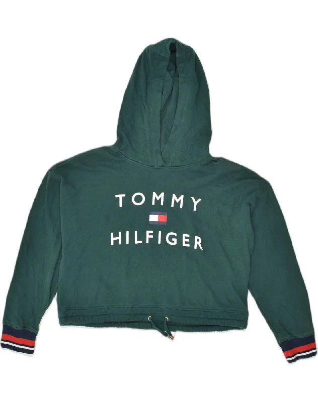 Get It Before It’s Gone TOMMY HILFIGER Womens Crop Graphic Hoodie Jumper UK 16 Large Green Sports Get It Before It’s Gone TOMMY HILFIGER Womens Crop Graphic Hoodie Jumper UK 16 Large Green Sports
