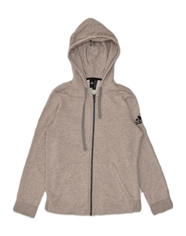 Super Sale ADIDAS Womens Zip Hoodie Sweater UK 14/16 Large Grey Cotton