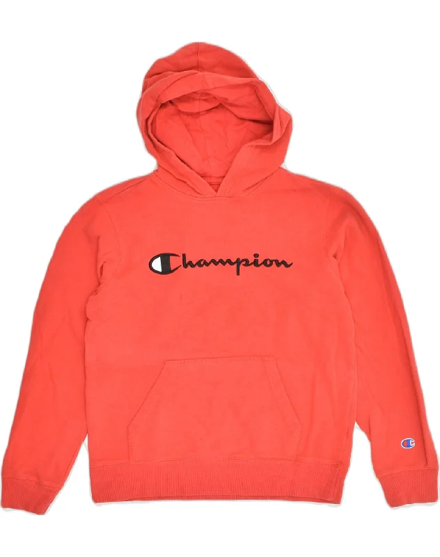 Sale Event CHAMPION Womens Graphic Hoodie Jumper UK 14 Large Red Cotton