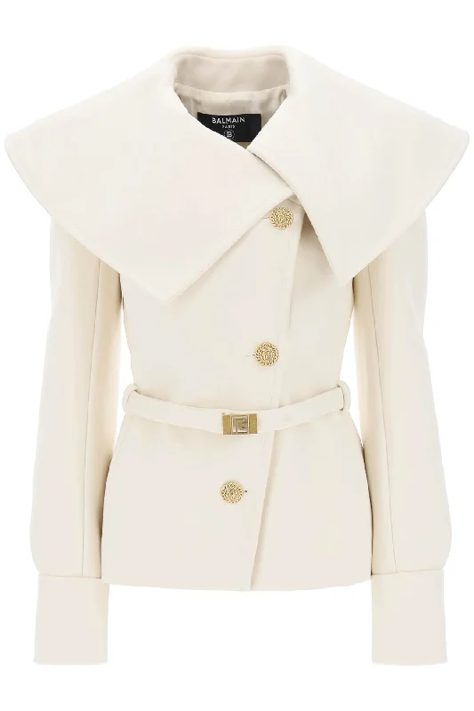 Price Smash Belted Double-breasted Peacoat  - Bianco