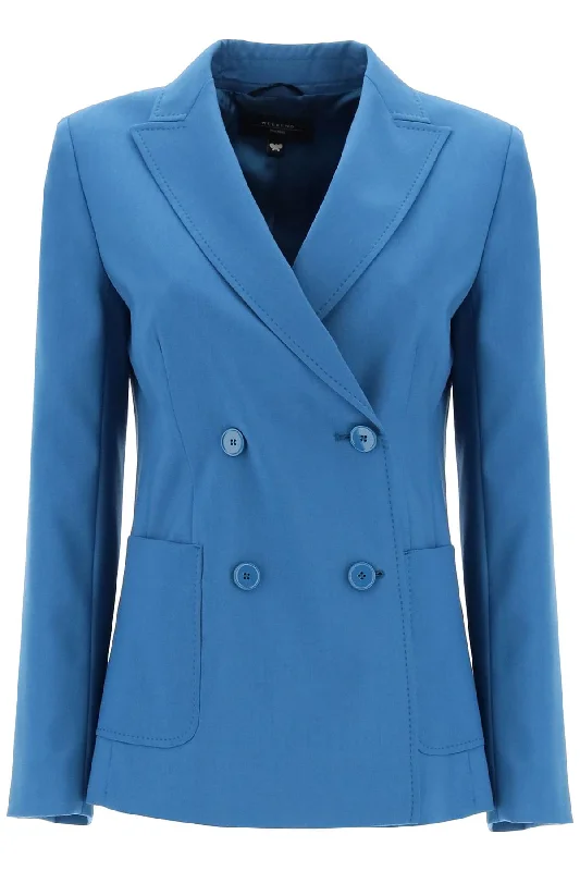 Incredible Offers 'nervoso' Double-breasted Jacket In Light Wool  - Light Blue