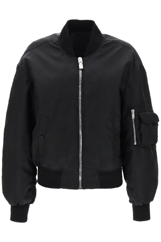 Instant Discount Bomber Jacket With Logo Print And 4g Zipper  - Black