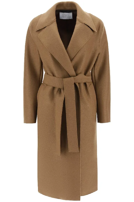 Today’s Deal Long Robe Coat In Pressed Wool And Polaire  - Marrone