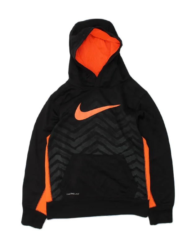 Instant Savings NIKE Womens Therma-Fit Graphic Hoodie Jumper UK 14 Medium Black Polyester