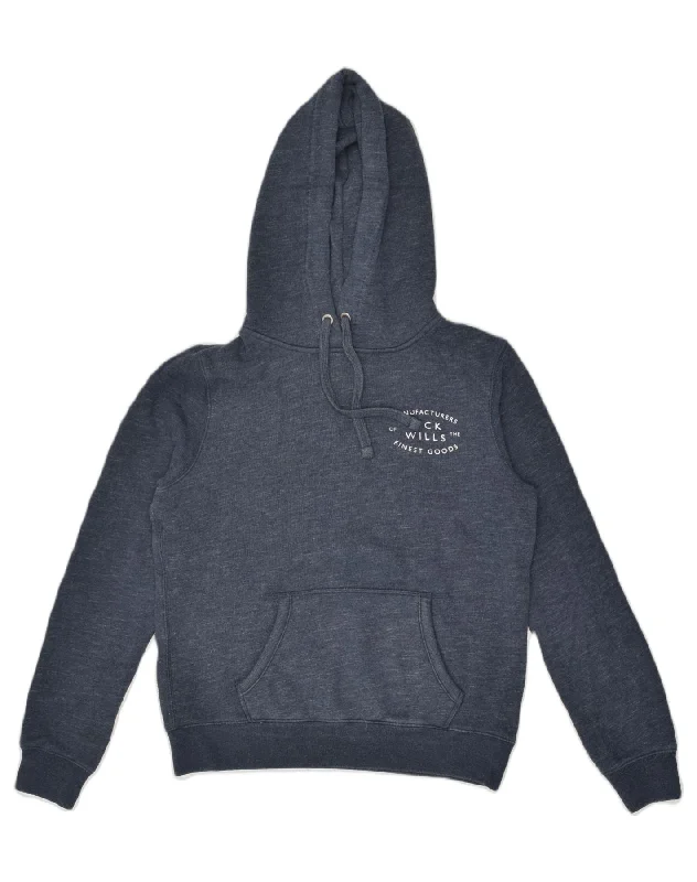Special Price JACK WILLS Womens Graphic Hoodie Jumper UK 10 Small Navy Blue Cotton