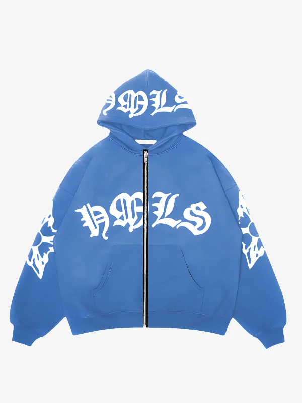 Super Deal KG Puff Print Zipper Hoodie