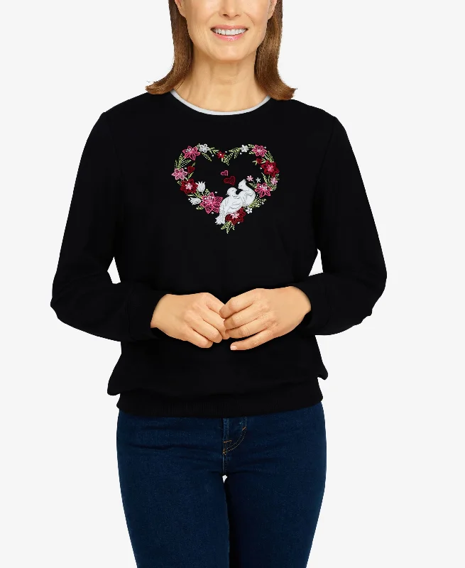 Unbeatable Prices Missy Classics S2 Women's Lovebirds Heart Wreath Pullover Sweatshirt Top