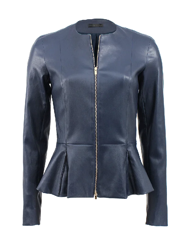 Online Exclusive Crewneck Leather Jacket